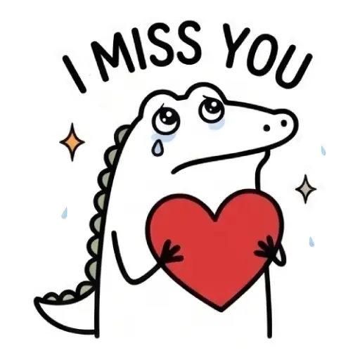florak stickers, cute, funny, stickers, WhatsApp stickers, sticker pack, Alligator, miss you